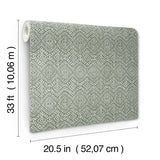 4146-27256 Gallivant Green Woven Geometric Wallpaper