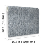 4146-27257 Gallivant Indigo Woven Geometric Wallpaper