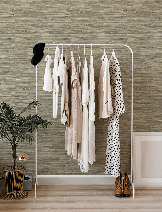 4146-27262 Exhale Olive Woven Faux Grasscloth Wallpaper
