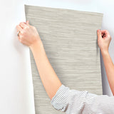 4146-27263 Exhale Light Grey Woven Faux Grasscloth Wallpaper