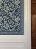 4148-14502 Carved Floral Blue Trim Wall Border