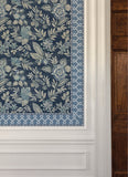 4148-14505 Scalloped Ribbon Blue Trim Wall Border