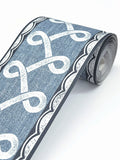 4148-14505 Scalloped Ribbon Blue Trim Wall Border