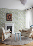 4148-27412 Goldfinch Green Birds and Blooms Wallpaper