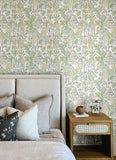 4148-27412 Goldfinch Green Birds and Blooms Wallpaper