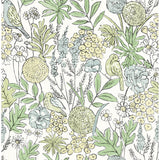 4148-27412 Goldfinch Green Birds and Blooms Wallpaper