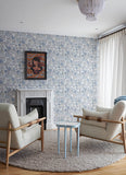 4148-27414 Goldfinch Blue Birds and Blooms Wallpaper
