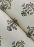 4148-27415 Hollyhock Aqua Floral Crest Wallpaper