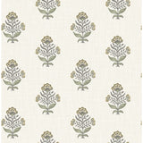 4148-27416 Hollyhock Honey Floral Crest Wallpaper
