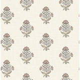  4148-27420 Hollyhock Rust Floral Crest Wallpaper