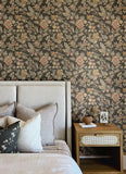 4148-27421 Begonia Black Floral Trail Wallpaper