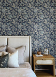  4148-27422 Begonia Indigo Floral Trail Wallpaper