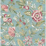 4148-27423 Begonia Teal Floral Trail Wallpaper 