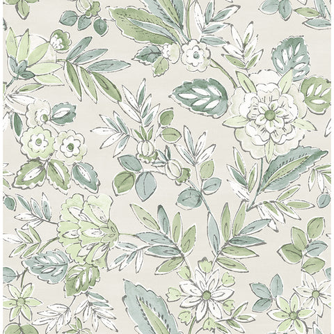 4148-27424 Begonia Sea Green Floral Trail Wallpaper
