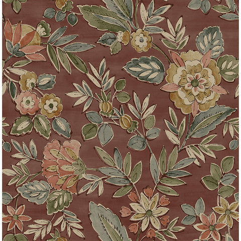 4148-27425 Begonia Red Floral Trail Wallpaper