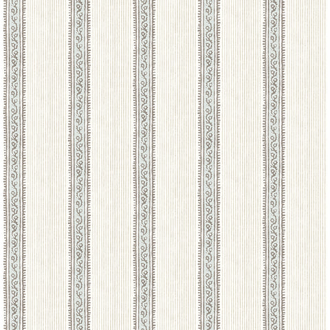 4148-27427 Mandevilla Aqua Vine Stripe Wallpaper
