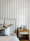 4148-27428 Mandevilla Blue Vine Stripe Wallpaper