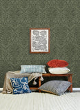 4148-27440 Adavu Dark Green Damask Wallpaper
