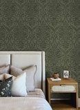 4148-27440 Adavu Dark Green Damask Wallpaper
