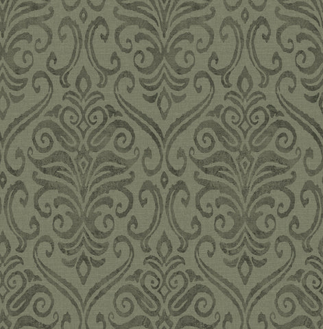 4148-27440 Adavu Dark Green Damask Wallpaper