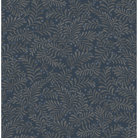 4148-27443 Chrysantha Navy Berry Branches Wallpaper