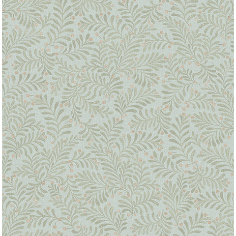 4148-27446 Chrysantha Aqua Berry Branches Wallpaper