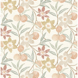 4148-27447 Passiflora Peach Fruit and Floral Wallpaper