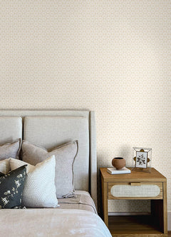 4148-27455 Phlox Khaki Floral Stamp Wallpaper – wallcoveringsmart