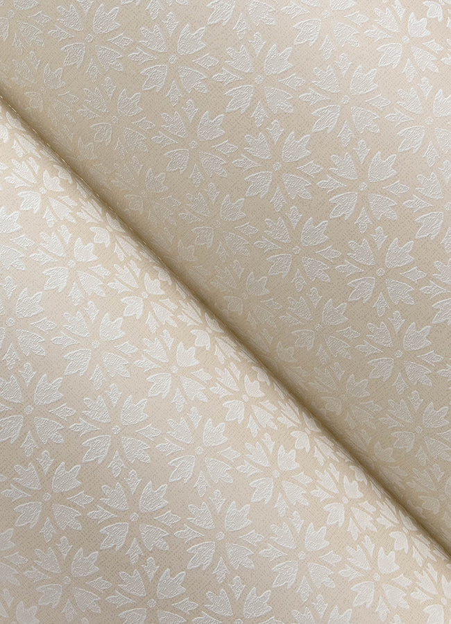 4148-27455 Phlox Khaki Floral Stamp Wallpaper – wallcoveringsmart