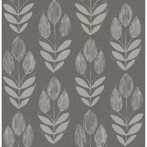 4148-27477 Garland Charcoal Block Tulip Wallpaper