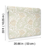 4153-82002 Anemone Light Green Floral Trail Wallpaper