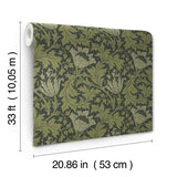 4153-82005 Anemone Dark Green Floral Trail Wallpaper