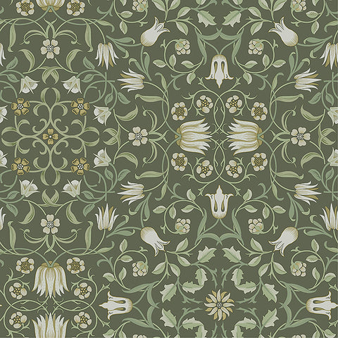 4153-82008 No 1 Holland Park Green Floral Wallpaper