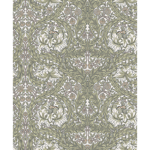 4153-82023 African Marigold Green Floral Wallpaper