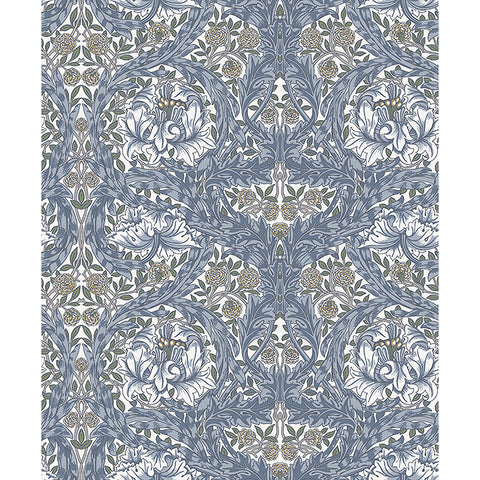 4153-82024 African Marigold Blue Floral Wallpaper