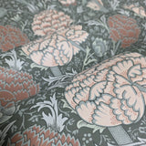 4153-82035 Flowers blooms heritage botanical floral olive sea green orange peach Wallpaper