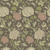 4153-82036 Cray Plum Floral Trail Wallpaper