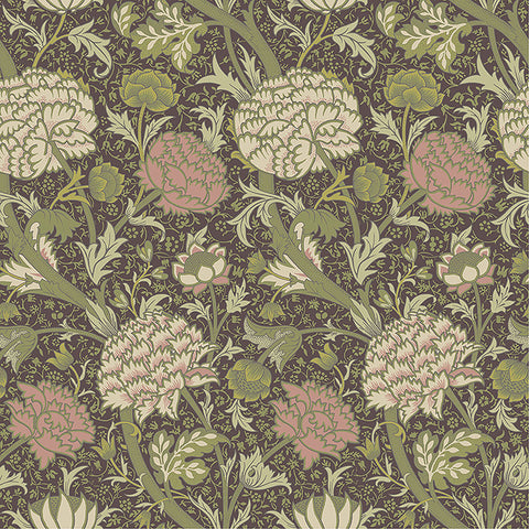 4153-82036 Cray Plum Floral Trail Wallpaper