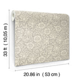 4153-82038 Mallow Grey Floral Vine Wallpaper