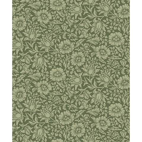 4153-82042 Mallow Dark Green Floral Vine Wallpaper