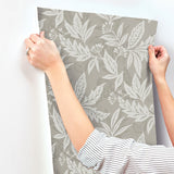 4155-27327 Anita Pewter Woodland Floral Wallpaper