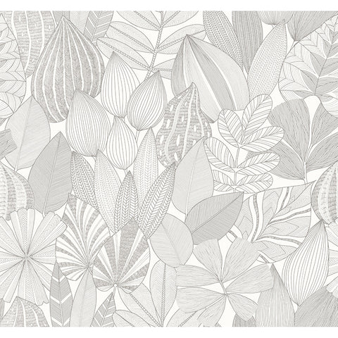 4155-72809 Mathias Grey Botanical Wallpaper