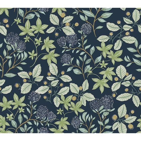 4155-72814 Mildred Indigo Botanical Trail Wallpaper