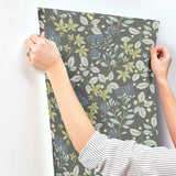 4155-72815 Mildred Charcoal Botanical Trail Wallpaper