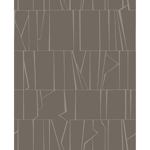 4155-72822 Huntington Chocolate Geometric Stripe Wallpaper