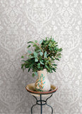 4169-12701 Kiwassa Grey Antler Damask Wallpaper