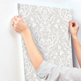 4169-12701 Kiwassa Grey Antler Damask Wallpaper