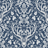 4169-12703 Kiwassa Navy Antler Damask Wallpaper
