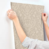  4169-12705 Kiwassa Light Brown Antler Damask Wallpaper