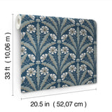  4169-27600 Tap Root Dark Blue Floral Damask Wallpaper